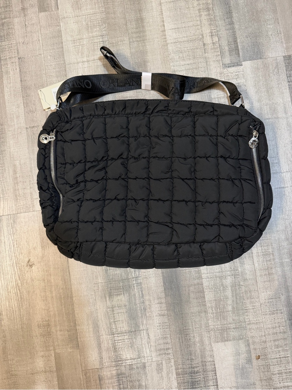 Valentino Orlandi Large Black Quilted Nylon Crossbody Messenger Bag NWT